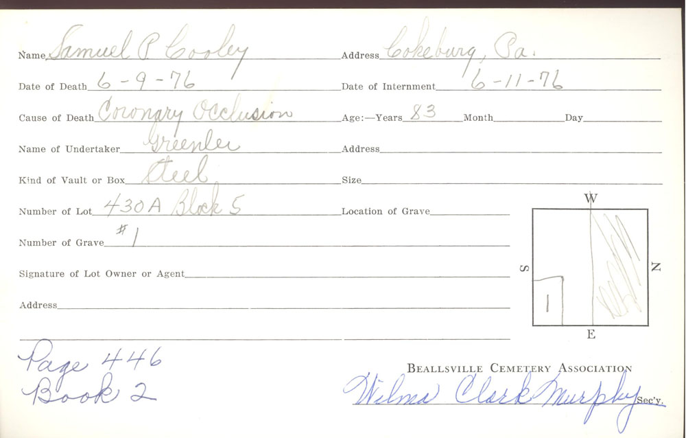 burial card